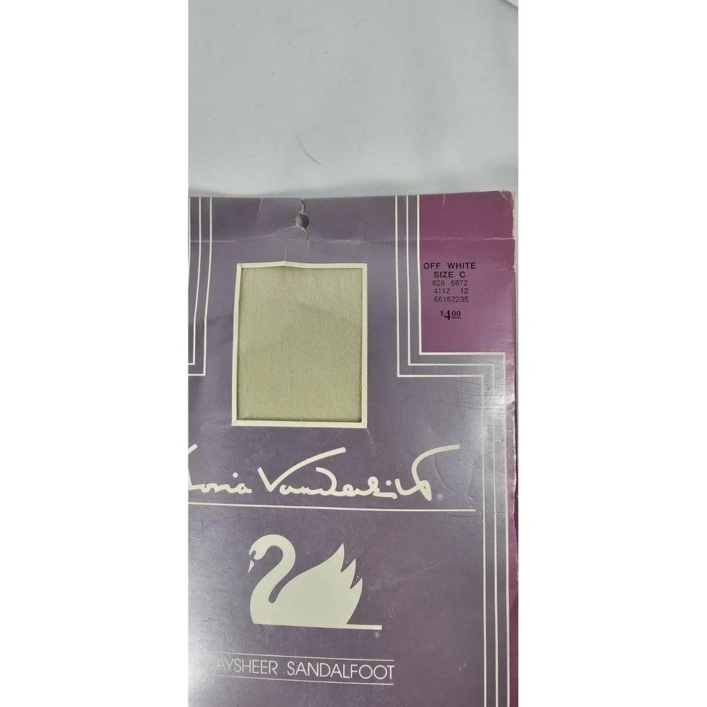Gloria Vanderbilt Daysheer‎ Pantyhose Sandalfoot Off White Size C NOS